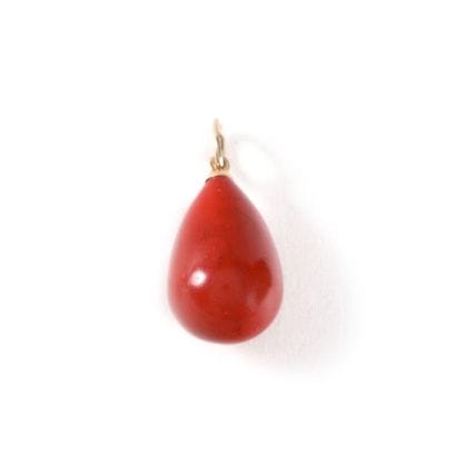 Egg-shaped pendant 

Gold, coral

Punches:...