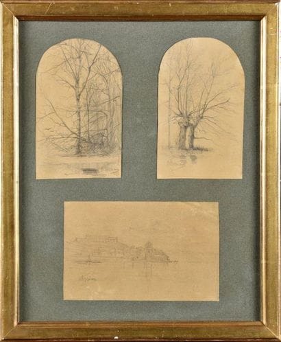 Adolphe APPIAN (1818-1898) Etudes d'arbres...