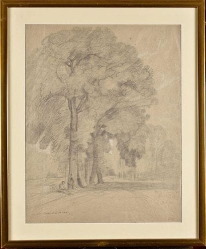 Louis CABAT (1812-1893) Barbizon Mine, chalk...