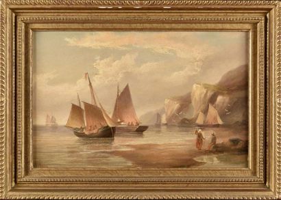 Henry MOORE (1831-1895) Les pêcheurs Oil...