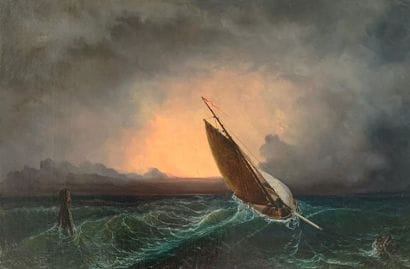 Theodore GUDIN (1802-1880) Boat at sunset...