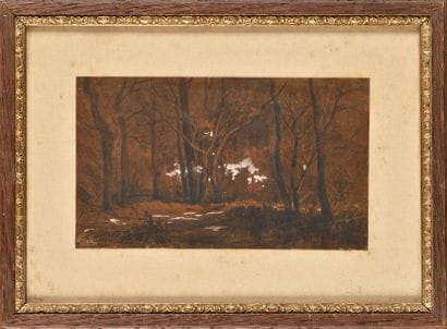 Michel BOUQUET (1807-1890) Forêt Lavis on...