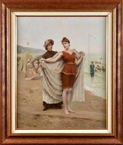 Jules SCALBERT (1851-1928) Le bain de mer...