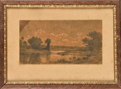 Michel BOUQUET (1807-1890) Pond washed on...