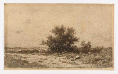 Achille DIEN - Born in 1832 Landscape Charcoal...