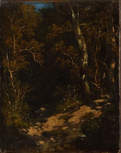 ECOLE du XIXème SIECLE Le gros arbre, Oil...
