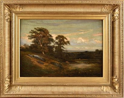 19th century SCHOOL Landscape with pink clouds...