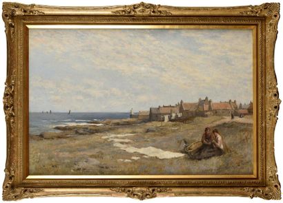 Augustin A. REY (Born 1864) Sur la grève...