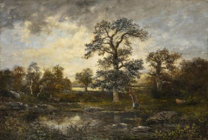 François PIERDON (1821-1904) Bords de mare...