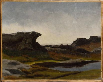 G BONHEUR Bord de lac en montagne, Oil on...