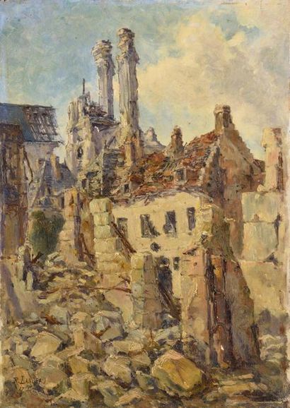 Remy E. LANDEAU (1859-1934) Les ruines, Oil...