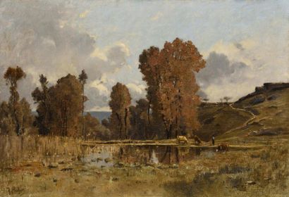 Charles Albert PORCHER (1834-1895) Vaches...