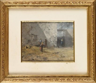 Francis BLIN (1826-1867) Basse-cour à la...