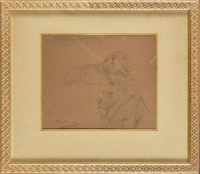 Rosa BONHEUR (1822-1899) Study of lions Pencil...