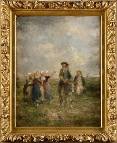 Adolphe LELEUX (1812-1891) Retour de marché...