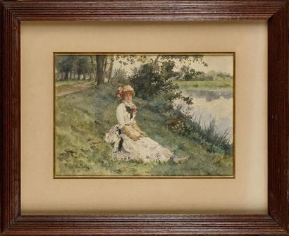 Roger JOURDAIN (1845-1918) Elegant fan on...