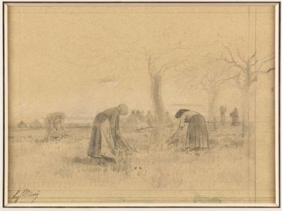Eugène CICÉRI (1813-1890) Gleaners Pencil...