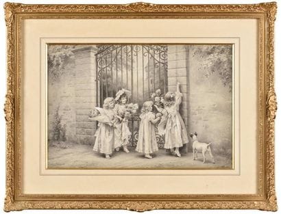 Lionel PERAUX (1871-?) La visite des petites...