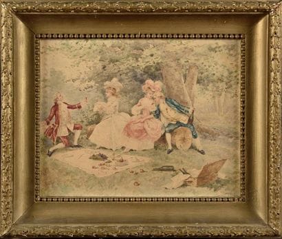 Lionel PERAUX (1871-?) Lunch on the grass...