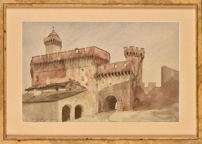 Adrien DAUZATS (1804-1868) Door N.D.Castelet,...