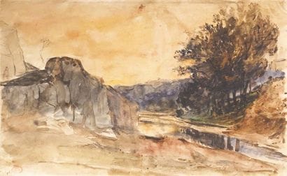 Paul HUET (1803-1869) Apt, circa 1862 Watercolour,...