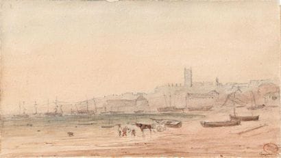 Paul HUET (1803-1869) Penzance Watercolour,...