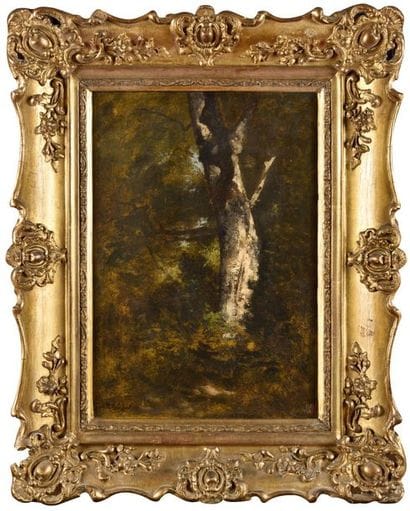 Léon RICHET (1847-1907) Arbre en forêt Oil...