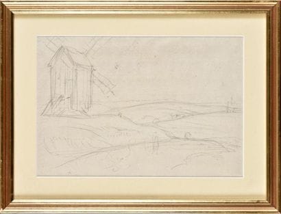 Louis CABAT (1812-1893) Moulin sur la colline...