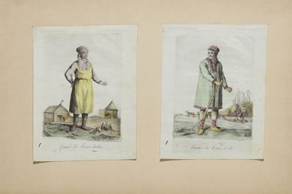 LOT DE 3 GRAVURES : 

1) Une chamane de Tatares...