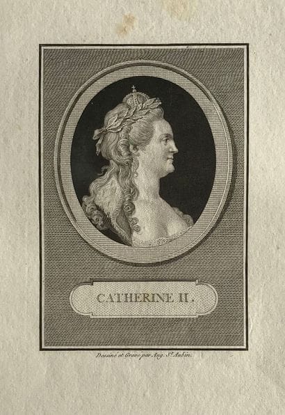 LOT DE TROIS GRAVURES : 

1) Catherine II....