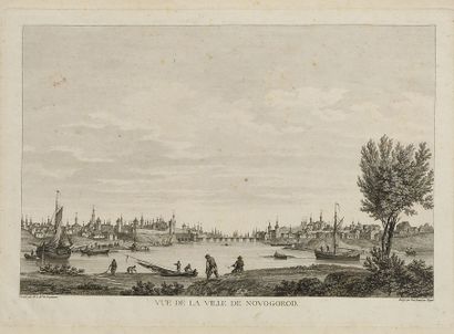 LOT DE 3 GRAVURES : 

1) Vue de Moscou. XVIIIe...
