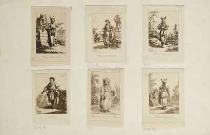 LOT DE 4 GRAVURES : 1) Un chamane de Tatares...