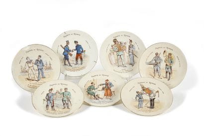 LOT DE 7 ASSIETTES SUR LE SUJET DE L’ENTREE...
