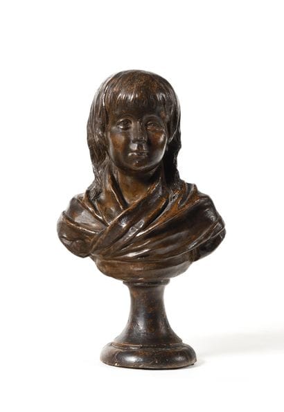 Louis XVII. Buste en terre cuite monogrammé...