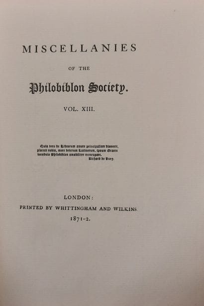 PHILOBIBLON SOCIETE MISCELANIES 5 volumes...