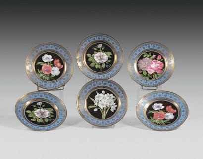 SEVRES (GENRE DE) Suite de six assiettes...