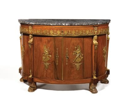 MEUBLE D’APPUI de forme demi-lune en acajou,...