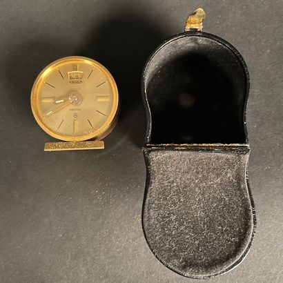 JAEGER LECOULTRE TRAVEL ALARM CLOCK. Gold-plated...