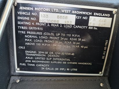 1972 JENSEN INTERCEPTOR III
Numéro de série...