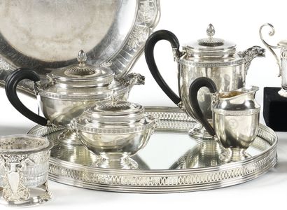Silver TEA AND COFFEE SET decorated with...