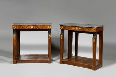 Pair of rectangular mahogany and mahogany...