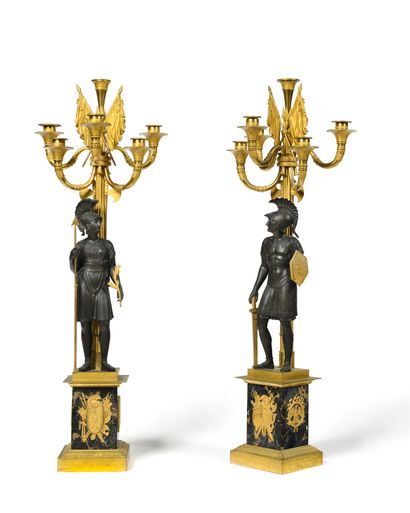 
PAIRE DE GRANDS CANDELABRES à six lumières...