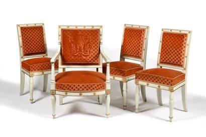 LIVING ROOM FURNITURE composed of an armchair...