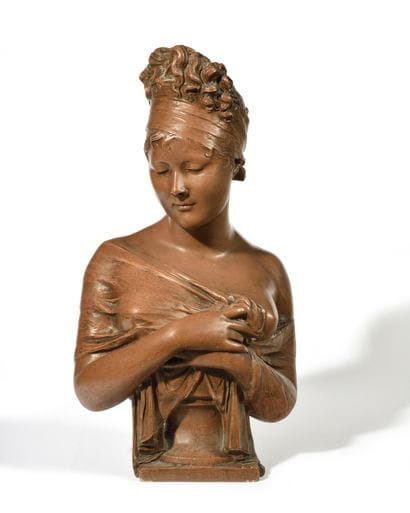 CHINARD, AFTER. Madame Récamier Bust in plaster...