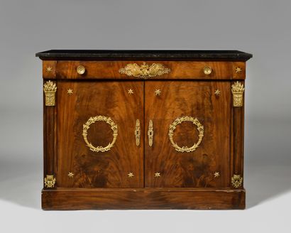 A rectangular mahogany and mahogany veneer...