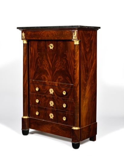 A mahogany and mahogany veneer SECRETARY...