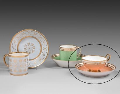 SÈVRES Porcelain tea cup and saucer with...