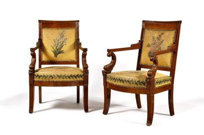 
A Pair of mahogany and mahogany veneered...