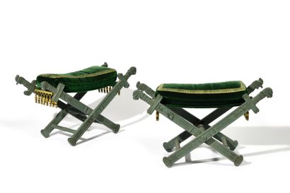 
RARE PAIR OF PLOYANTS IN X in green relacquered...
