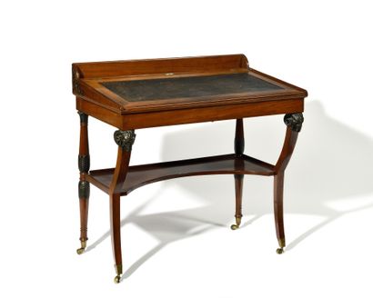 
WRITING TABLE in mahogany veneer and wood...
